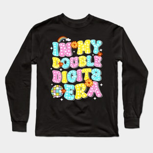 In My Double Digits Era Retro 10 Year Old 10th Birthday gift for girls kids Long Sleeve T-Shirt